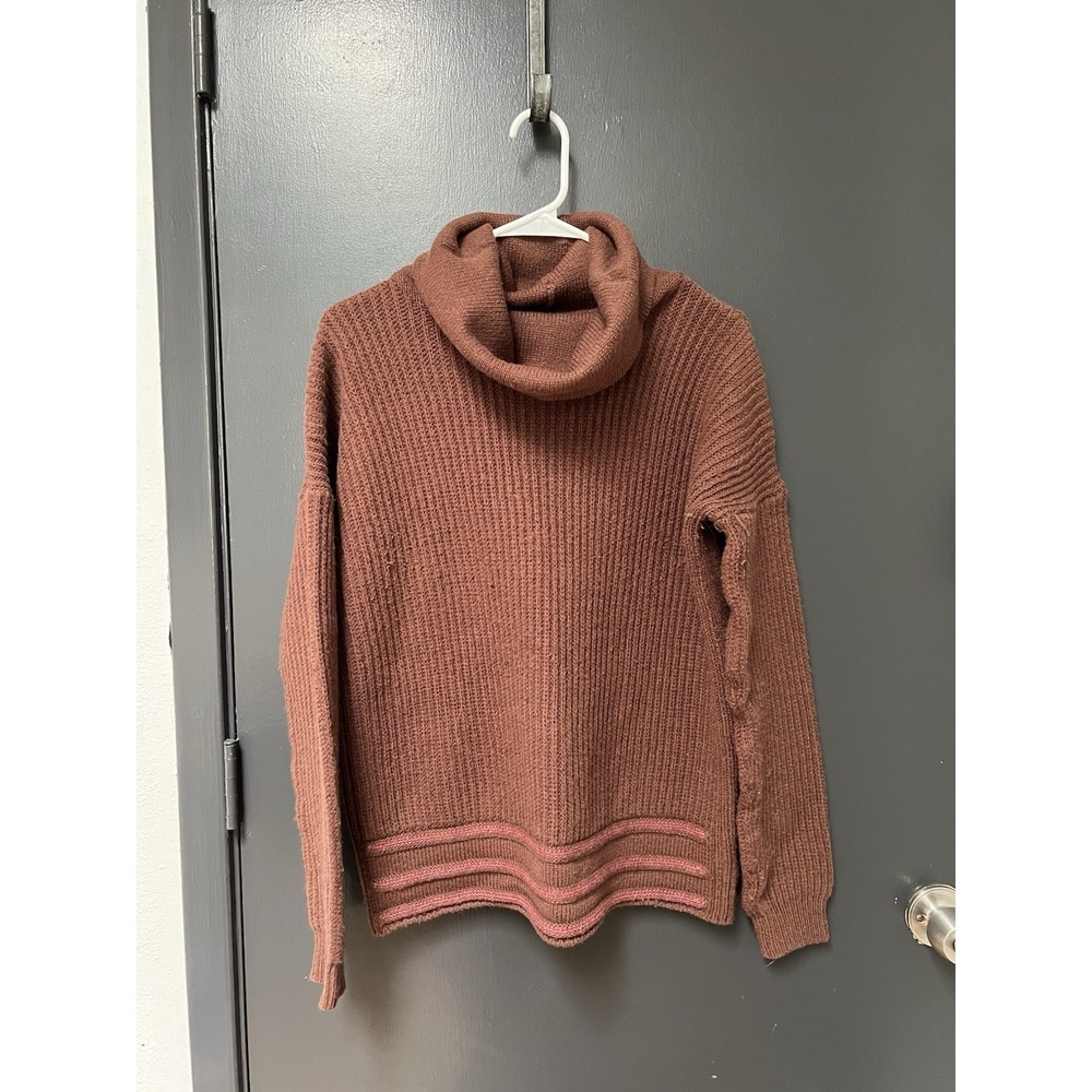 prAna Cove Brown Wool Blend Knit FUNEN LOOP SWEATER TUNIC Sweater Sz L